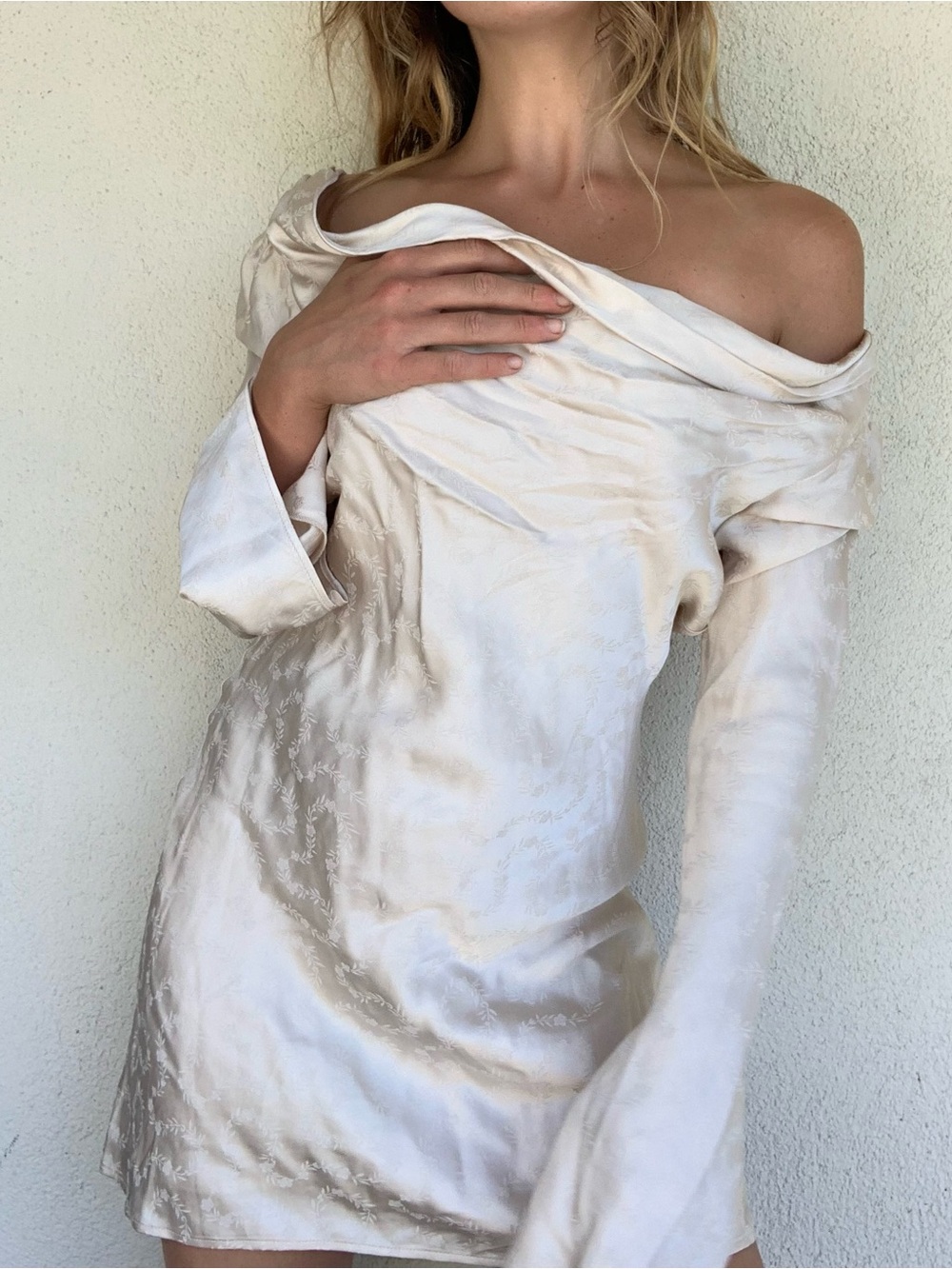 tularosa faith mini dress with pearl back strap